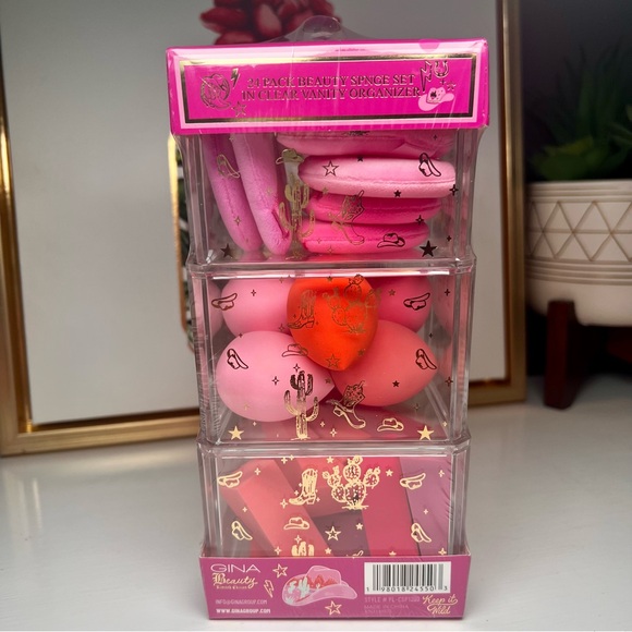 Beauty Sponge Set Gina Beauty Limited Addition 24 Pack Clear Vanity Organizer - Picture 2 of 6